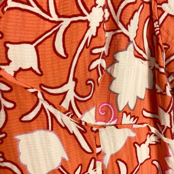 NWOT KNOX ROSE Dress XL Floral Coral Tiered V-Neck Puff-Short-Sleeve Knee - Picture 5 of 5